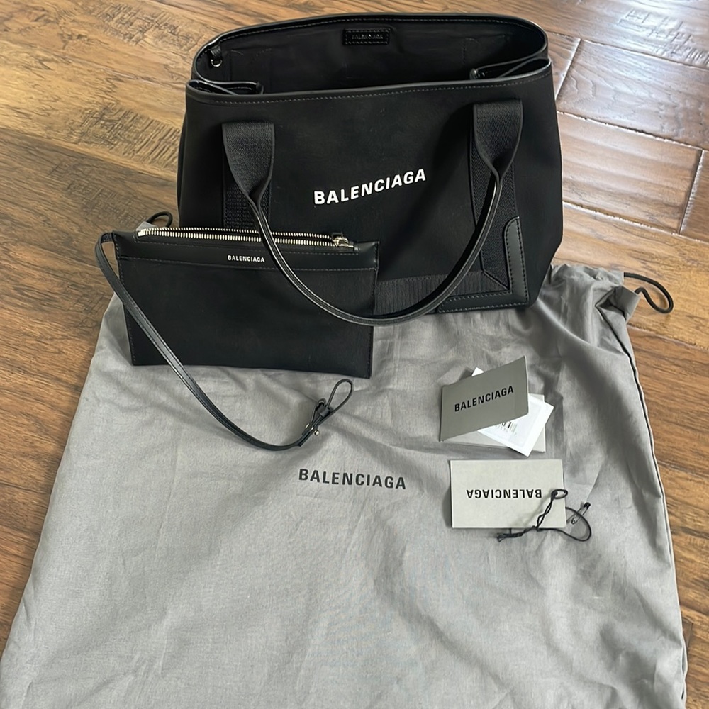 Balenciaga tote and pouch like new with tags